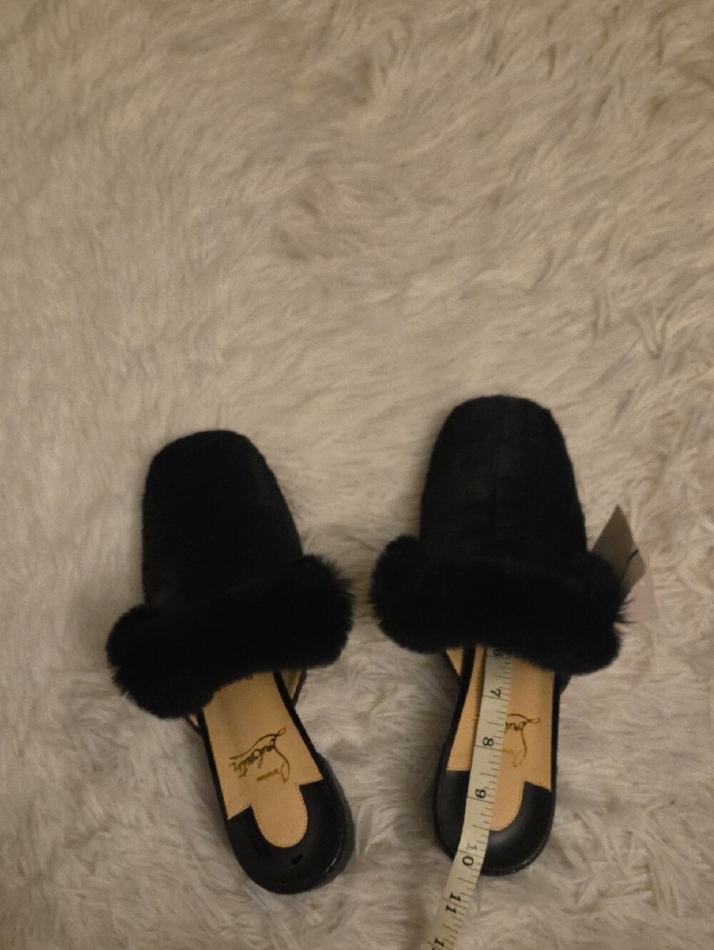 Black Fur Slide Mules - Women - Picture 5 of 7